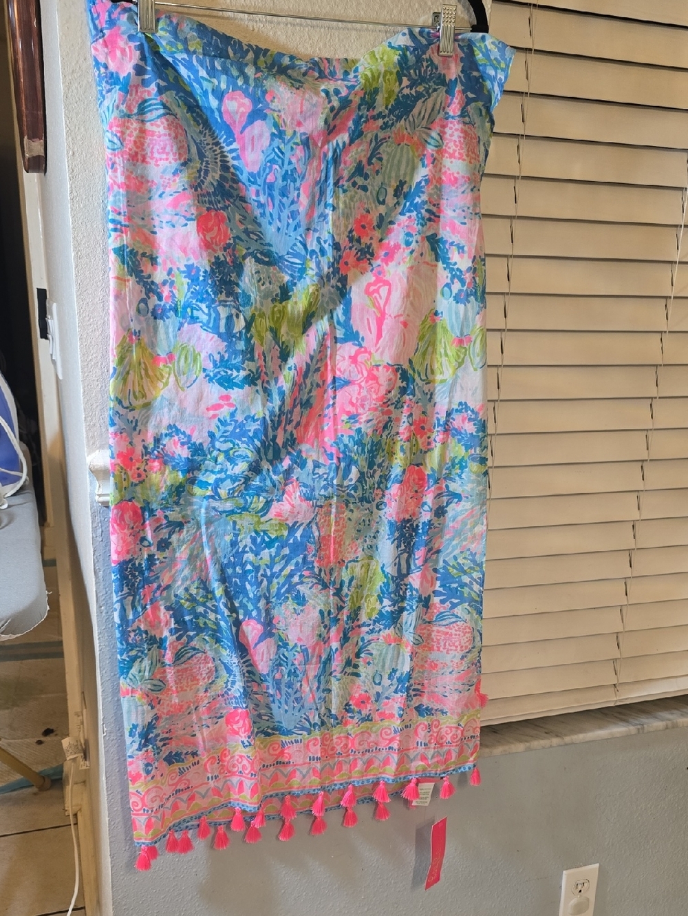 Lilly Pulitzer Bright Floral Tassel-Hem Maxi Skirt - Blue, Pink & Green.   NWT